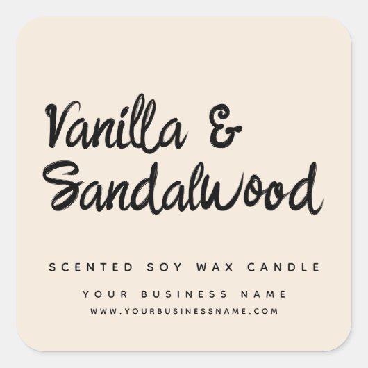 ベージュモダンソイキャンドルラベル スクエアシール (正面)