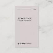 ベージュモダンソーシャルメディアニュートラルビジネスカード 名刺 (正面)