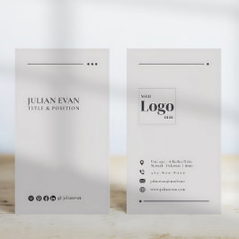 ベージュモダンソーシャルメディアニュートラルビジネスカード 名刺