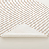 ベージュモダンタンとホワイトのパターストライプンシック シェルパブランケット (3/4)