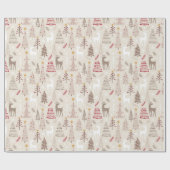 ベージュモダンタンレッドクリスマスホリデー ラッピングペーパー (フラット)