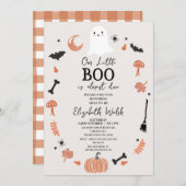ベージュモダンハロウィーンリトルブベビーシャワー 招待状 (正面/裏面)