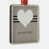 ベージュモダンハートオーナメント メタルオーナメント (右)