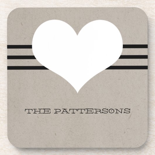 ベージュモダンハートコースターセット コースター (正面)