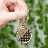 ベージュモダンバッファロープレイドチェックパターン名 キーホルダー (手)