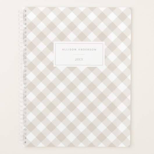 ベージュモダンバッファロープレイド プランナー手帳 (正面)