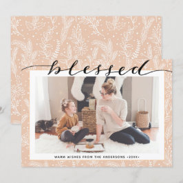 ベージュモダンパイン枝スクリプエレガントトのミニマル シーズンカード