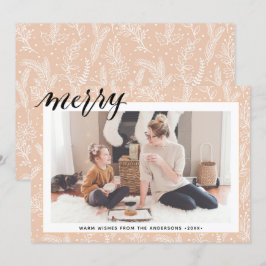 ベージュモダンパインBOUGHスクリプトのミニマルメリーリスト シーズンカード