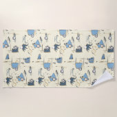 ベージュモダンビーチ抽象芸術柄 ビーチタオル (正面)