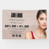 ベージュモダンファッションジュエリービジネスロゴ 横断幕 (横)