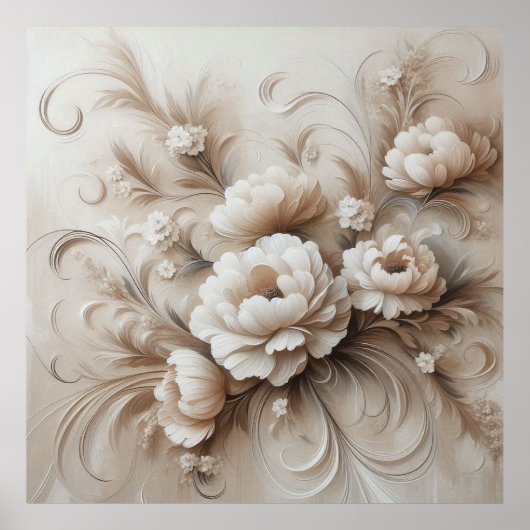 ベージュモダンフラワーズポスター20 ポスター (正面)