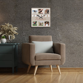 ベージュモダンフレンズ永遠の切手スタイルP スクエア壁時計