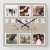 ベージュモダンフレンズ永遠の切手スタイルP スクエア壁時計 (正面)