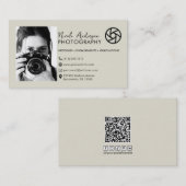 ベージュモダンフロントミニマルロゴ写真 名刺 (正面/裏面)