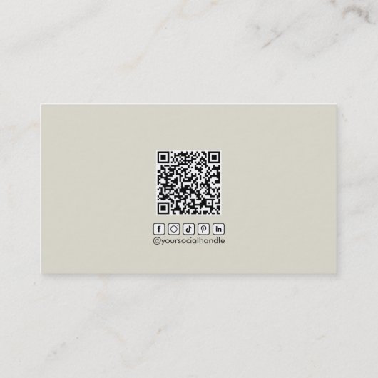 ベージュモダンフロントミニマルロゴ写真 名刺 (裏面)