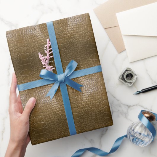 ベージュモダンブラウンアリゲーターワニ革 ラッピングペーパー (ギフト)