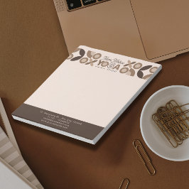 ベージュモダンブラウンジオメトリックパターンヨガスタジオ ノートパッド