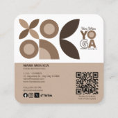 ベージュモダンブラウンパターンヨガスタジオ スクエア名刺 (裏面)