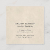 ベージュモダンホワイトレースパターンインテリアデザイナー スクエア名刺 (裏面)