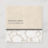 ベージュモダンホワイトレースパターンインテリアデザイナー スクエア名刺 (正面)