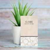 ベージュモダンホワイトレースパターンインテリアデザイナー 名刺