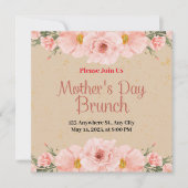 ベージュモダンマザーズデイパーティの招待状 招待状 (正面)