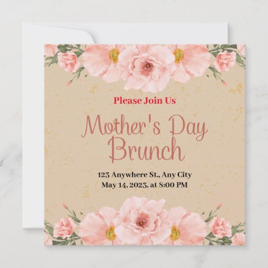 ベージュモダンマザーズデイパーティの招待状 招待状 (正面)