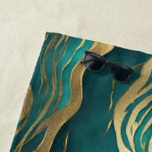 ベージュモダンマーブルウェーブターコイズティール（緑がかった色）ブルー ビーチタオル (インサイチュ)