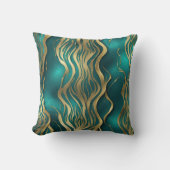 ベージュモダンマーブルスワールターコイズティール(緑がかった色)ブルー クッション (正面)