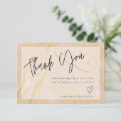 ベージュモダンマーブルブライダルシャワーサンキューカード サンキューカード (スタンド正面)