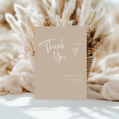 ベージュモダンミニマルハートベビーシャワー サンキューカード