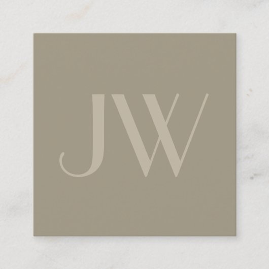 ベージュモダンミニマルモノグラム内装デザイン スクエア名刺 (正面)