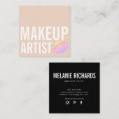 ベージュモダンメイクアップ美しい スクエア名刺 (正面/裏面)