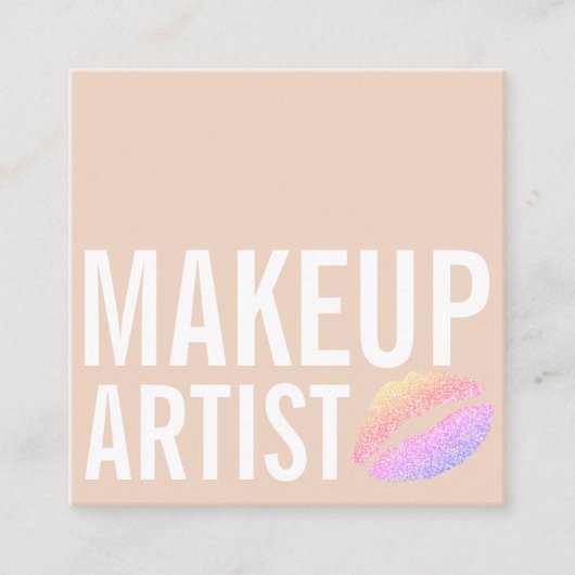 ベージュモダンメイクアップ美しい スクエア名刺 (正面)