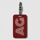 ベージュモダンモノグラムとワイン ラゲッジタグ (正面縦)