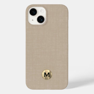 ベージュモダンリネンブラッシュド金ゴールドモノグラム Case-Mate iPhone 14ケース