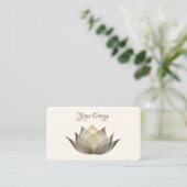 ベージュモダンロータスフラワーアートエレガントヨガ 名刺 (スタンド正面)