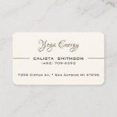 ベージュモダンロータスフラワーアートエレガントヨガ 名刺 (裏面)