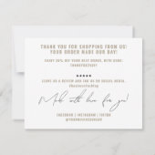 ベージュモダン包装インサート サンキューカード (裏面)