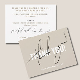 ベージュモダン包装インサート サンキューカード