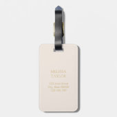 ベージュモダン金ゴールドミニマルイニシャルモノグラム ラゲッジタグ (裏面縦)