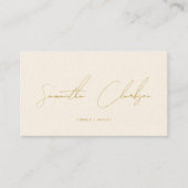 ベージュモダン金ゴールド手書きスクリプトQRコード 名刺 (正面)