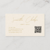 ベージュモダン金ゴールド手書きスクリプトQRコード 名刺 (裏面)