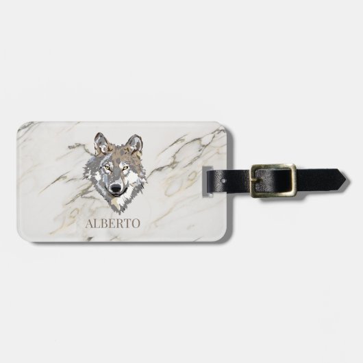 ベージュモノグラムの大理石 ラゲッジタグ (正面横)