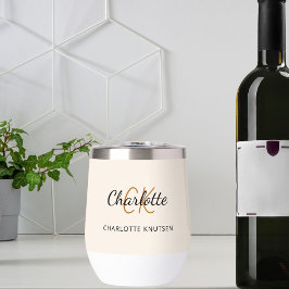 ベージュモノグラムイニシャル名シンプル