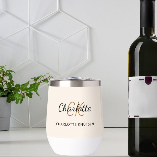 ベージュモノグラムイニシャル名シンプル