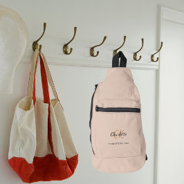 ベージュモノグラムイニシャル名モダン スリングバッグ