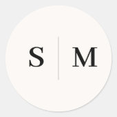 ベージュモノグラムエレガントな結婚式 ラウンドシール (正面)