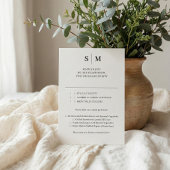 ベージュモノグラムクラシックウェディングRSVP 出欠カード