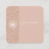 ベージュモノグラムテラコッタブラウンドットプリント スクエア名刺 (正面)